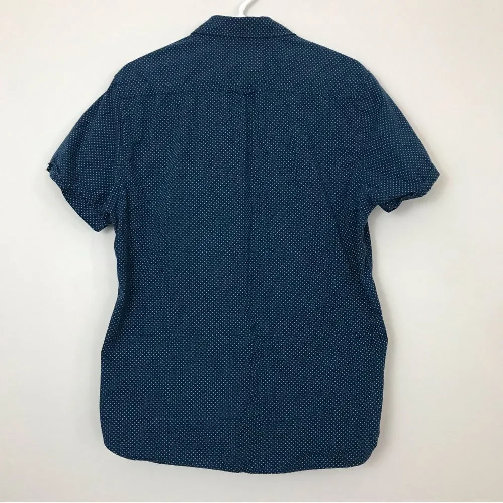 Cactus Man Ricky Singh Slim Fit Men's Large Navy Blue Button Up Tee Short Sleeve